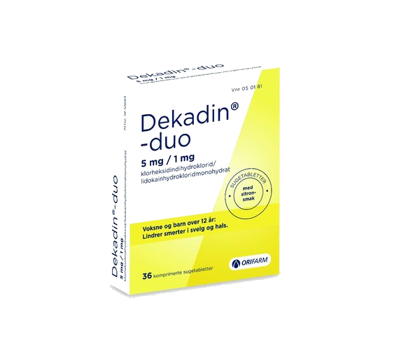Dekadin-duo sugetablett 5 mg/1 mg 36 stk. Sitronsmak