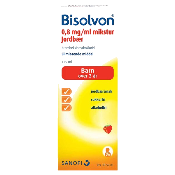 Bisolvon mikstur jordbær 0.8 mg/ml 125 ml