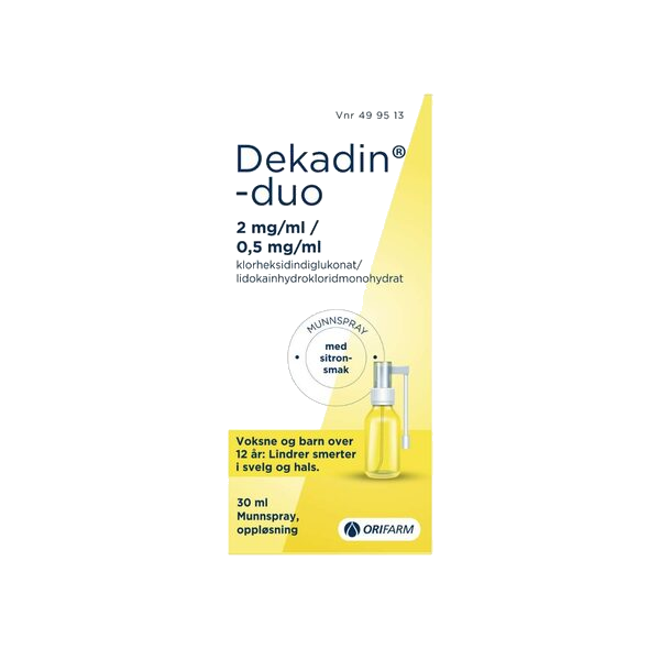 Dekadin-duo 2 mg/ml + 0,5 mg/ml munnspray, 30 ml, oppløsning med sitronsmak