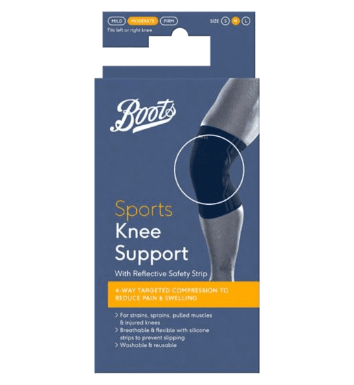 Boots Sports knestøtte med reflekterende sikkerhetsstripe, S