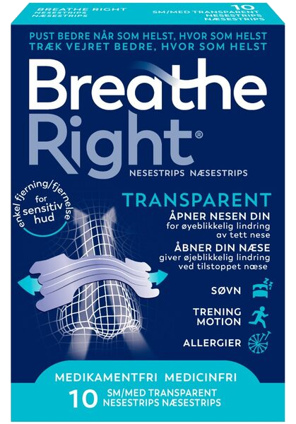 Breathe Right Nesestrips Transparent Small/Medium 10 stk