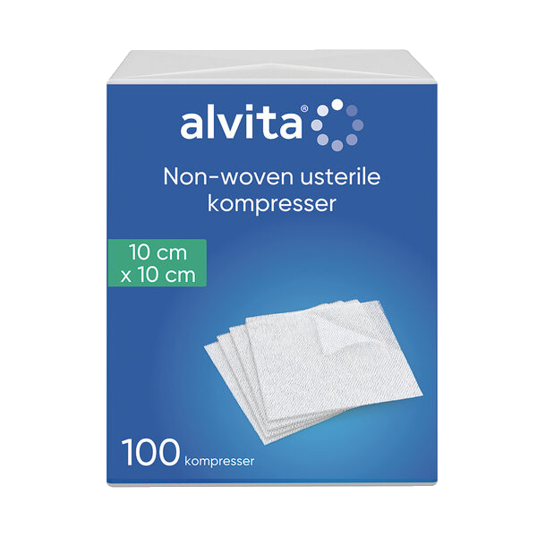 Alvita Non-woven usterile kompresser 10x10 cm 4-lags 100 stk