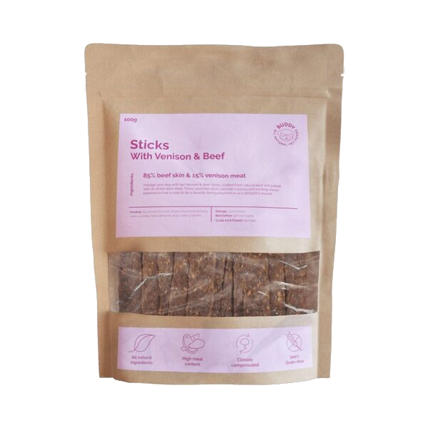 Buddy Venison Dental Chew tyggepinner til hund 100g
