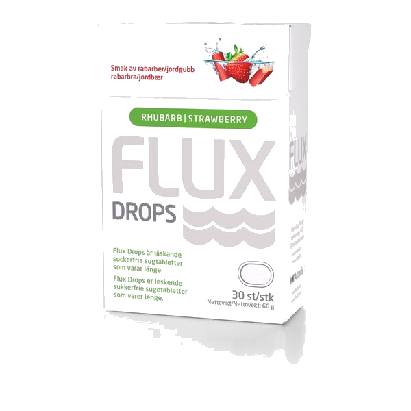 Flux Drops SugetablettJordbær/Rabarbra 30 stk